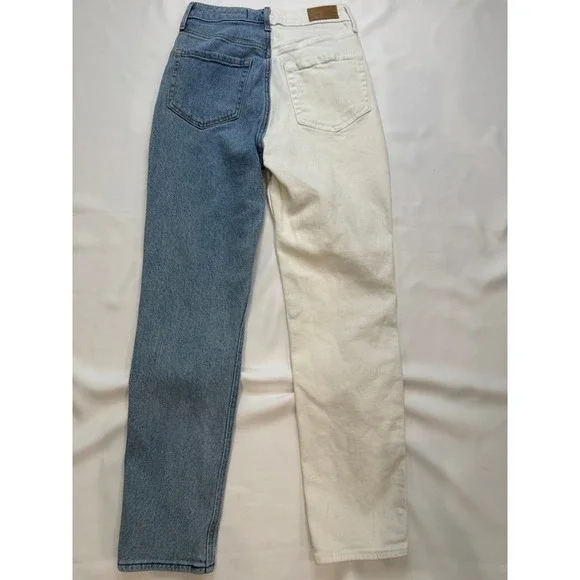 Hollister Mom Jeans Blue White Ultra High Rise Two Tone W24 L27 - Picture 4 of 5